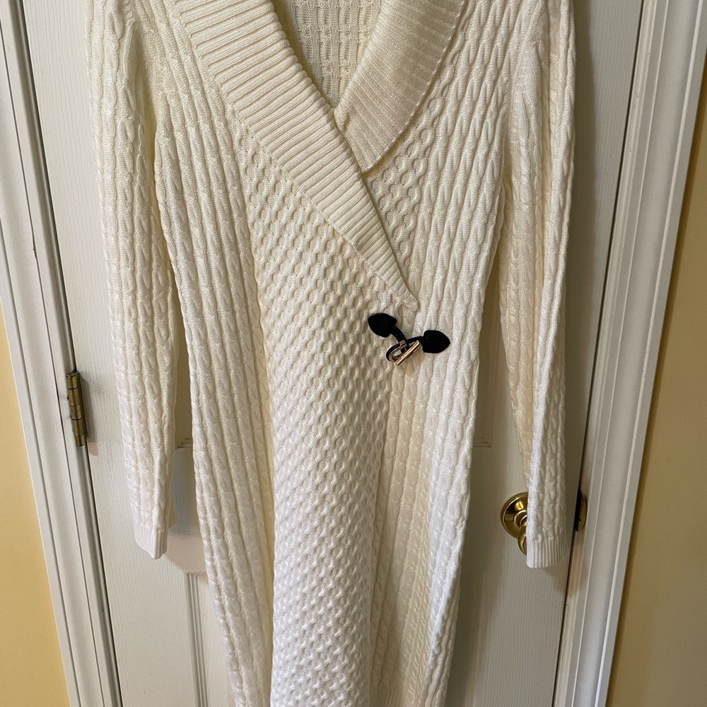 Calvin Klein Size L Cable Knit Sweater Dress Cream Toggle 🖤✨